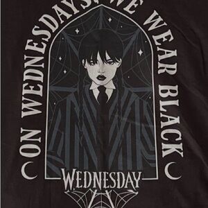 Black Graphic Tee with Wednesday Design